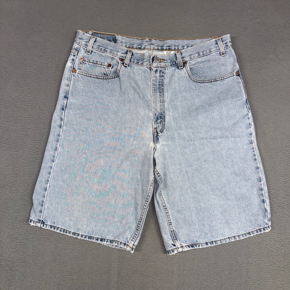 Levis 550 Denim Shorts Mens 38 (Fits 36) Light Blue Relaxed Fit Vintage Y2K